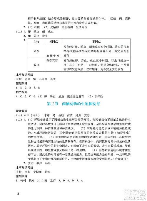 广州出版社2025年春阳光学业评价八年级生物下册人教版答案 广州出版社2025年春阳光学业评价八年级生物下册人教版答案