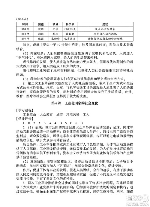 广州出版社2025年春阳光学业评价九年级历史下册人教版答案
