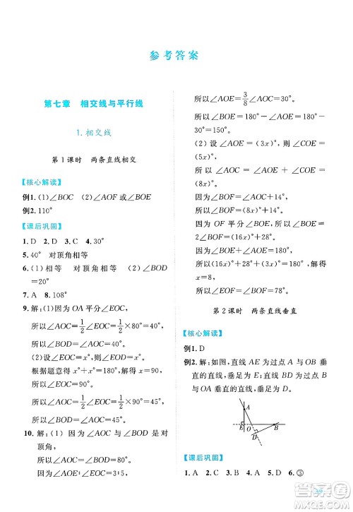 陕西师范大学出版总社有限公司2025年春绩优学案七年级数学下册人教版答案