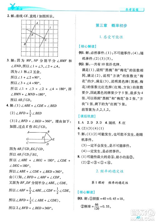 陕西师范大学出版总社有限公司2025年春绩优学案七年级数学下册北师大版答案 陕西师范大学出版总社有限公司2025年春绩优学案七年级数学下册北师大版答案