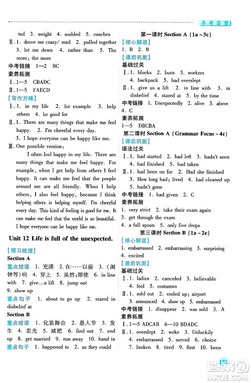 陕西师范大学出版总社有限公司2025年春绩优学案九年级英语下册人教版答案 陕西师范大学出版总社有限公司2025年春绩优学案九年级英语下册人教版答案