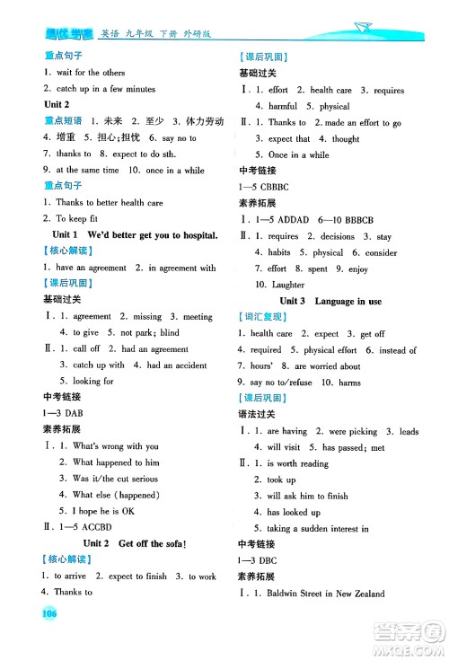 陕西师范大学出版总社有限公司2025年春绩优学案九年级英语下册外研版答案 陕西师范大学出版总社有限公司2025年春绩优学案九年级英语下册外研版答案