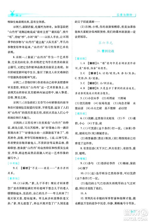 陕西师范大学出版总社有限公司2025年春绩优学案九年级语文下册人教版答案 陕西师范大学出版总社有限公司2025年春绩优学案九年级语文下册人教版答案