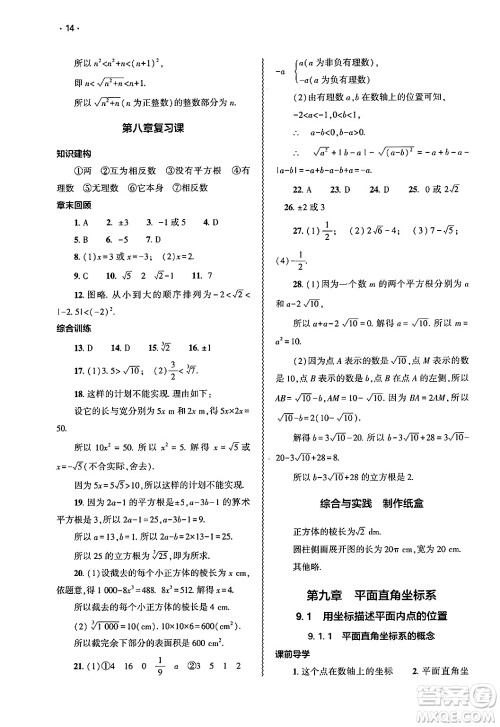 大象出版社2025年春基础训练七年级数学下册人教版答案 大象出版社2025年春基础训练七年级数学下册人教版答案