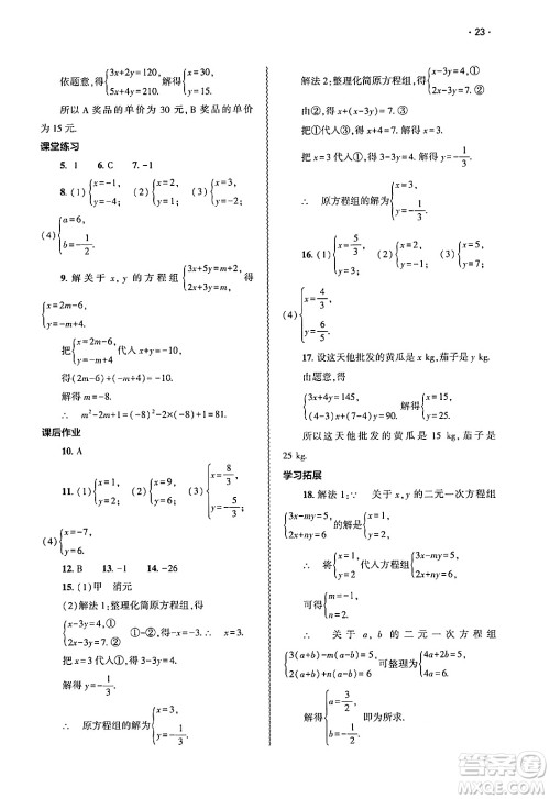 大象出版社2025年春基础训练七年级数学下册人教版答案 大象出版社2025年春基础训练七年级数学下册人教版答案