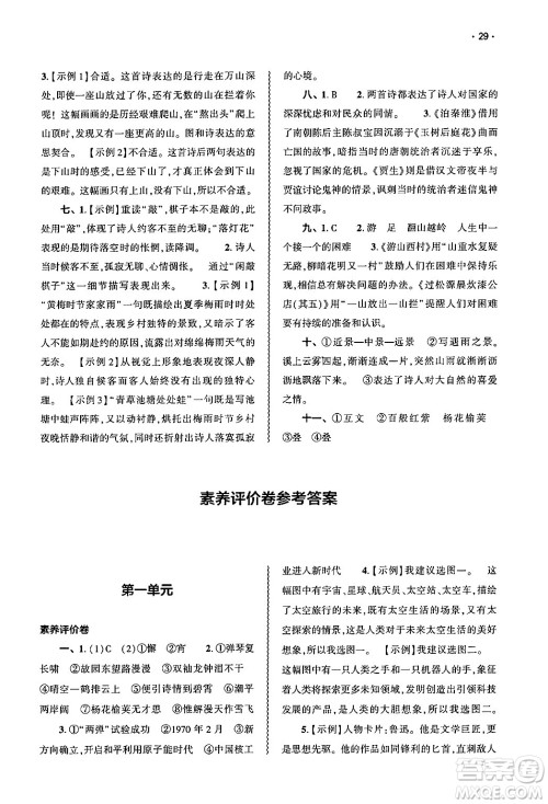 大象出版社2025年春基础训练七年级语文下册人教版答案 大象出版社2025年春基础训练七年级语文下册人教版答案