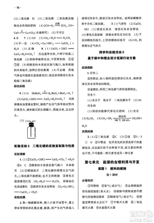 大象出版社2025年春基础训练九年级化学下册人教版答案