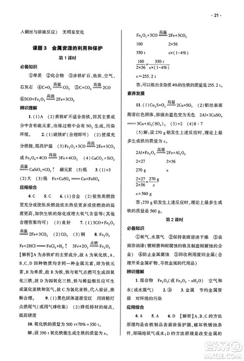 大象出版社2025年春基础训练九年级化学下册人教版答案