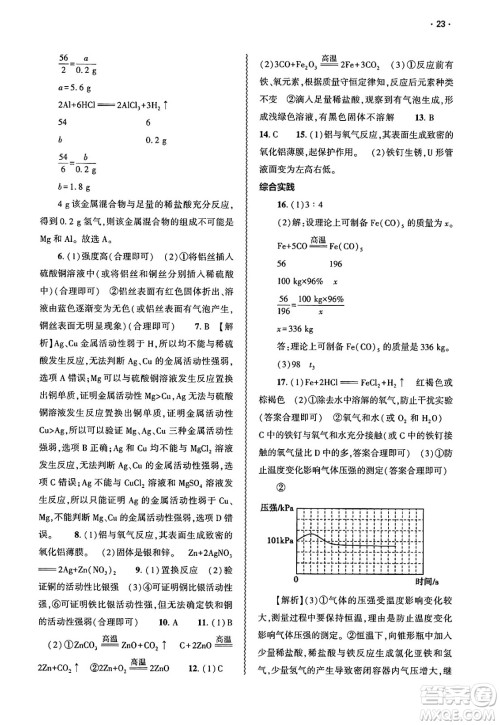 大象出版社2025年春基础训练九年级化学下册人教版答案