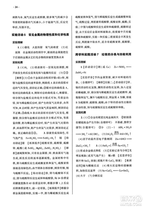 大象出版社2025年春基础训练九年级化学下册人教版答案