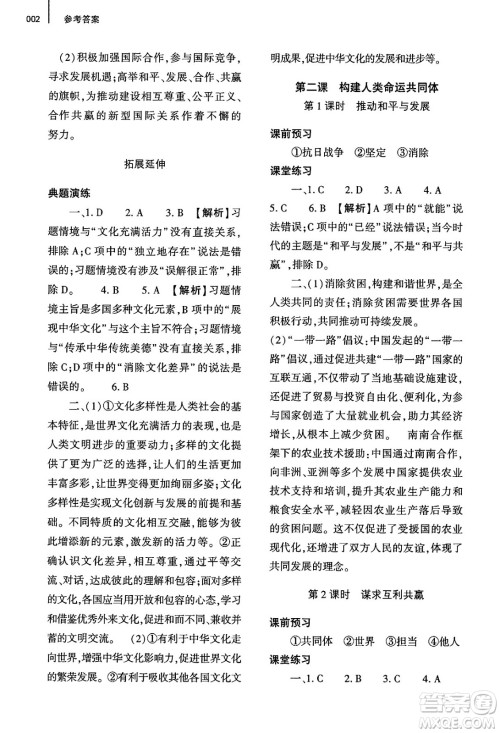 大象出版社2025年春基础训练九年级道德与法治下册人教版答案