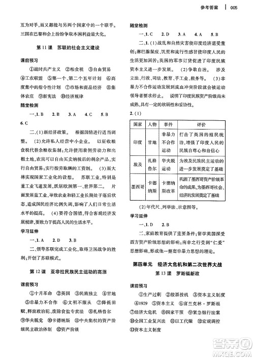 大象出版社2025年春基础训练九年级历史下册人教版答案