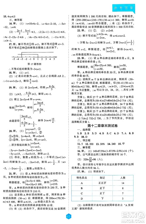 辽海出版社2025年春新课程能力培养七年级数学下册人教版答案 辽海出版社2025年春新课程能力培养七年级数学下册人教版答案