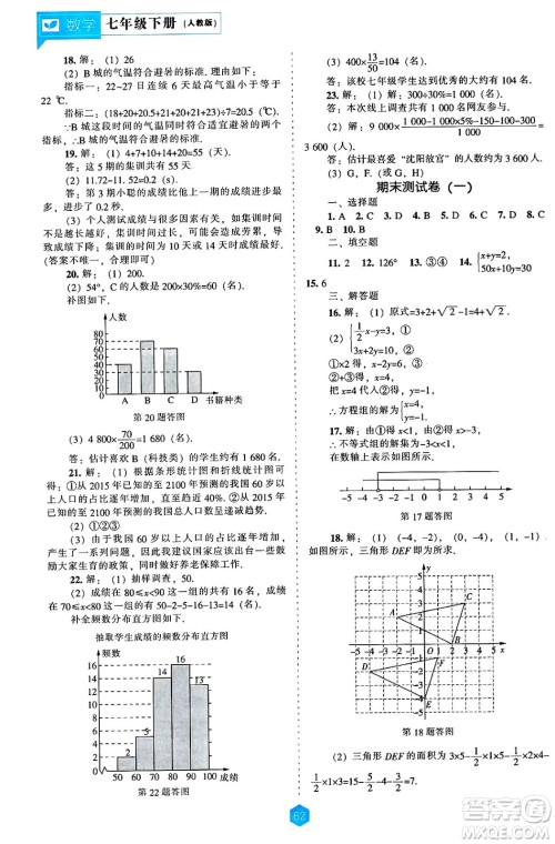 辽海出版社2025年春新课程能力培养七年级数学下册人教版答案 辽海出版社2025年春新课程能力培养七年级数学下册人教版答案