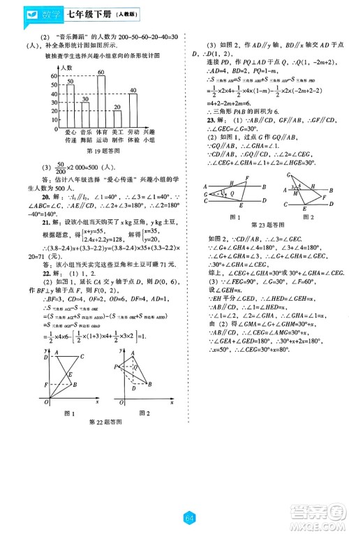 辽海出版社2025年春新课程能力培养七年级数学下册人教版答案 辽海出版社2025年春新课程能力培养七年级数学下册人教版答案