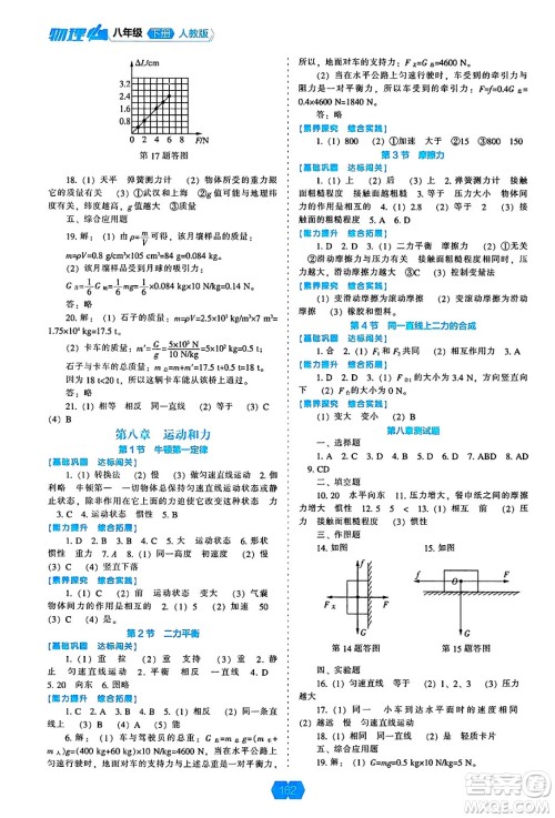 辽海出版社2025年春新课程能力培养八年级物理下册人教版答案 辽海出版社2025年春新课程能力培养八年级物理下册人教版答案