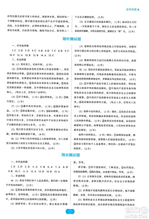 辽海出版社2025年春新课程能力培养八年级道德与法治下册人教版答案 辽海出版社2025年春新课程能力培养八年级道德与法治下册人教版答案