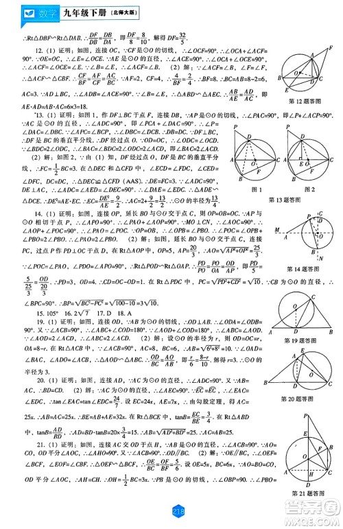 辽海出版社2025年春新课程能力培养九年级数学下册北师大版答案 辽海出版社2025年春新课程能力培养九年级数学下册北师大版答案