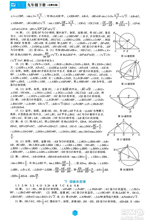 辽海出版社2025年春新课程能力培养九年级数学下册北师大版答案 辽海出版社2025年春新课程能力培养九年级数学下册北师大版答案
