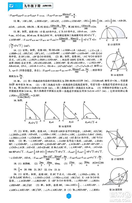 辽海出版社2025年春新课程能力培养九年级数学下册北师大版答案 辽海出版社2025年春新课程能力培养九年级数学下册北师大版答案