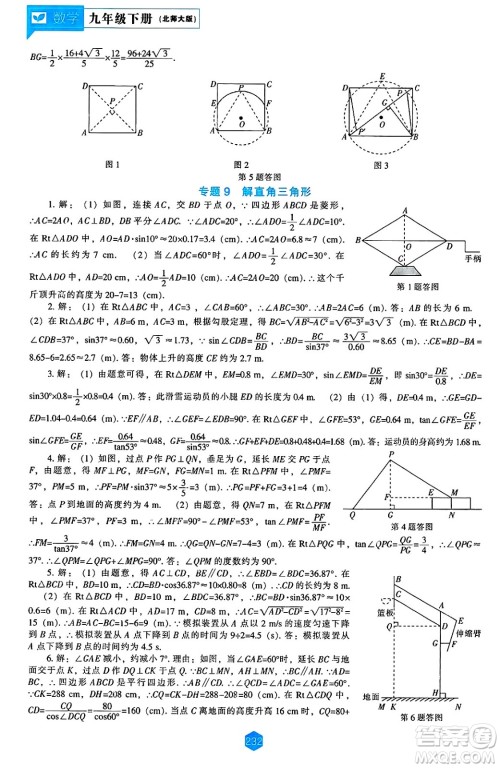 辽海出版社2025年春新课程能力培养九年级数学下册北师大版答案 辽海出版社2025年春新课程能力培养九年级数学下册北师大版答案