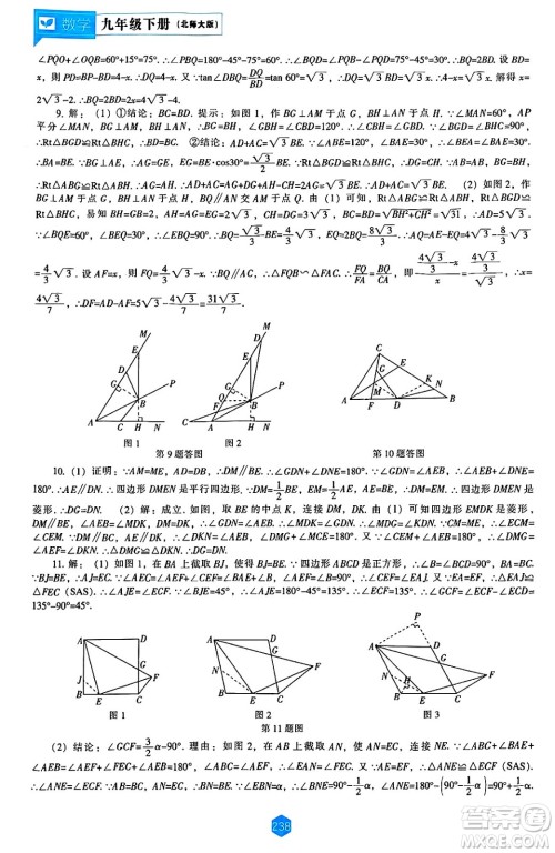辽海出版社2025年春新课程能力培养九年级数学下册北师大版答案 辽海出版社2025年春新课程能力培养九年级数学下册北师大版答案