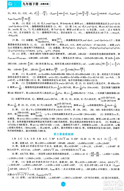 辽海出版社2025年春新课程能力培养九年级数学下册北师大版答案 辽海出版社2025年春新课程能力培养九年级数学下册北师大版答案
