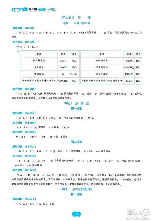 辽海出版社2025年春新课程能力培养九年级化学下册人教版答案 辽海出版社2025年春新课程能力培养九年级化学下册人教版答案