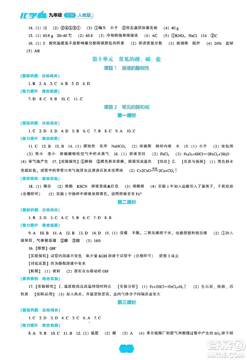 辽海出版社2025年春新课程能力培养九年级化学下册人教版答案 辽海出版社2025年春新课程能力培养九年级化学下册人教版答案