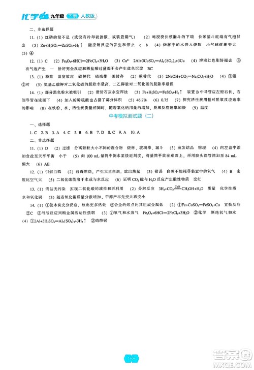 辽海出版社2025年春新课程能力培养九年级化学下册人教版答案 辽海出版社2025年春新课程能力培养九年级化学下册人教版答案