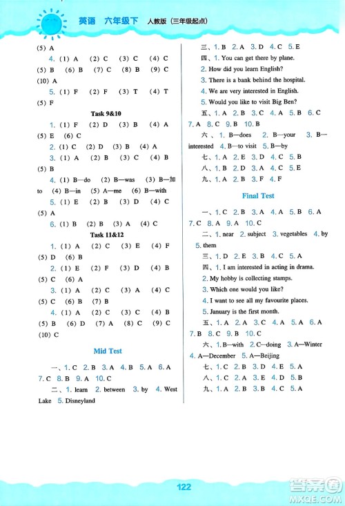 辽海出版社2025年春新课程能力培养六年级英语下册人教版三起点答案 辽海出版社2025年春新课程能力培养六年级英语下册人教版三起点答案