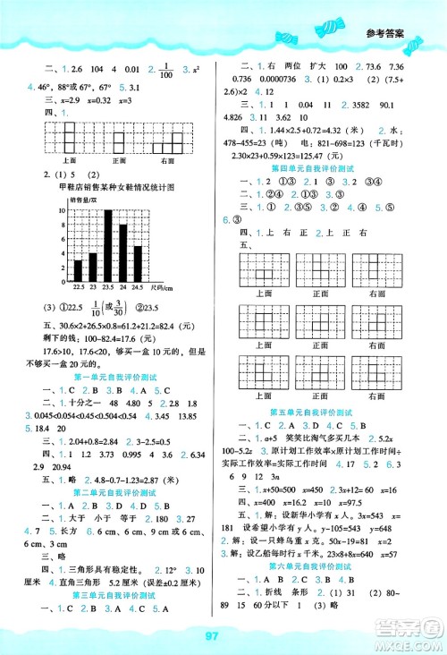 辽海出版社2025年春新课程能力培养四年级数学下册北师大版答案