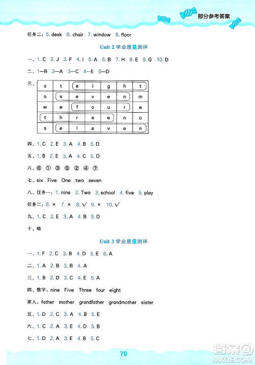辽海出版社2025年春新课程能力培养三年级英语下册人教版三起点答案