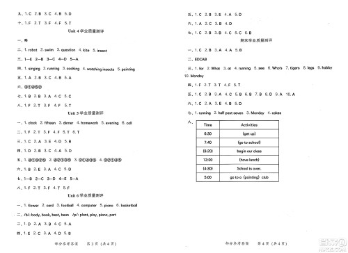 辽海出版社2025年春新课程能力培养三年级英语下册外研版三起点答案