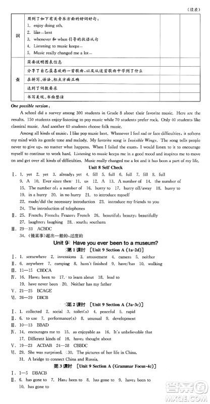 浙江教育出版社2025年春全品作业本八年级英语下册人教版安徽专版答案 浙江教育出版社2025年春全品作业本八年级英语下册人教版安徽专版答案