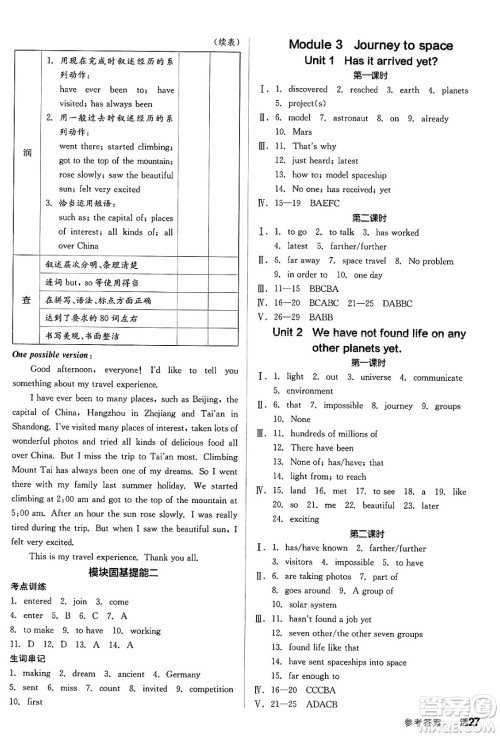 阳光出版社2025年春全品作业本八年级英语下册外研版答案 阳光出版社2025年春全品作业本八年级英语下册外研版答案