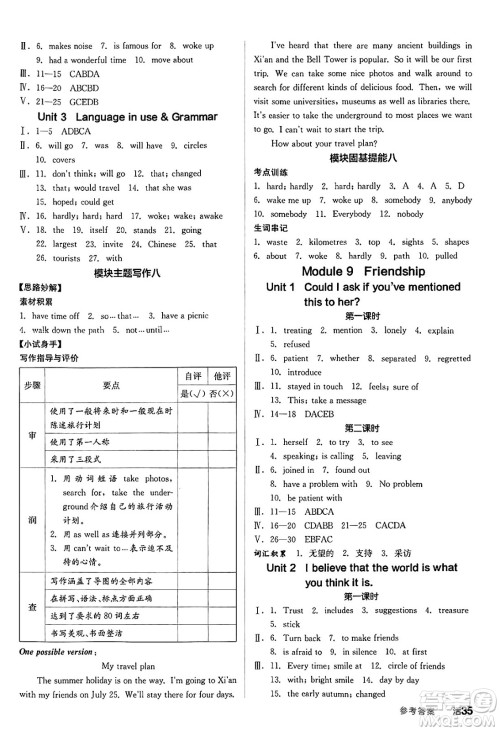 阳光出版社2025年春全品作业本八年级英语下册外研版答案 阳光出版社2025年春全品作业本八年级英语下册外研版答案