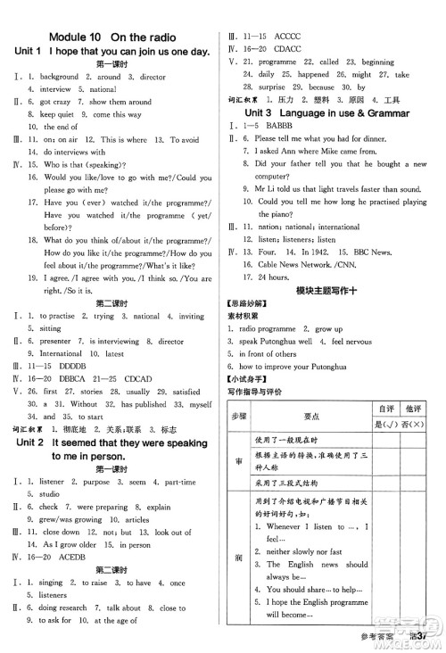 阳光出版社2025年春全品作业本八年级英语下册外研版答案 阳光出版社2025年春全品作业本八年级英语下册外研版答案
