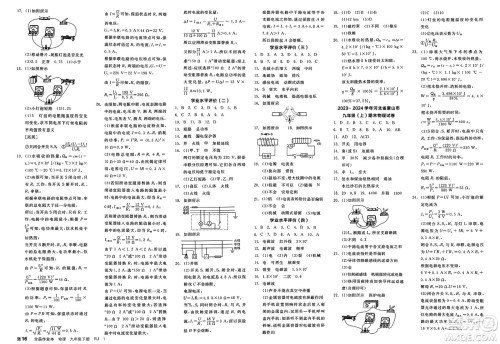 沈阳出版社2025年春全品作业本九年级物理下册人教版河北专版答案