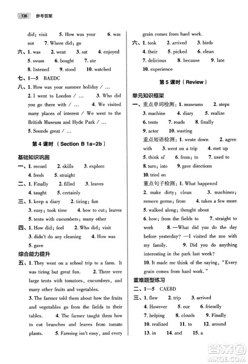 大象出版社2025年春初中同步练习册七年级英语下册人教版山东专版答案