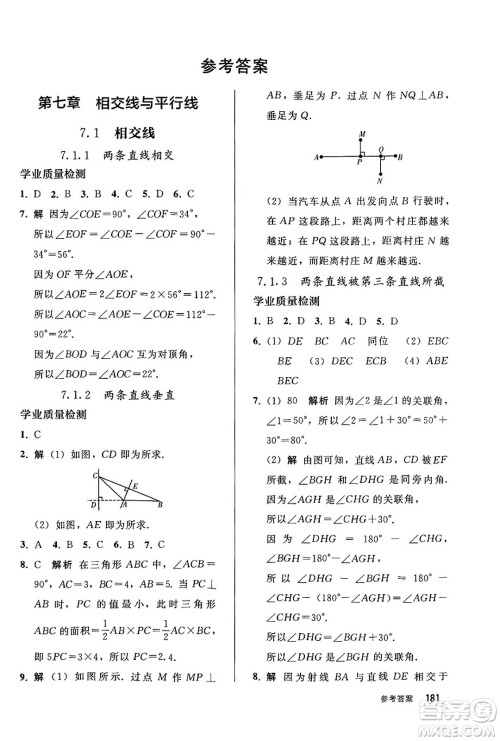 人民教育出版社2025年春初中同步练习册七年级数学下册人教版答案 人民教育出版社2025年春初中同步练习册七年级数学下册人教版答案
