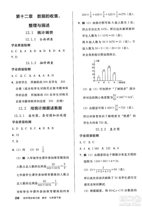 人民教育出版社2025年春初中同步练习册七年级数学下册人教版答案 人民教育出版社2025年春初中同步练习册七年级数学下册人教版答案