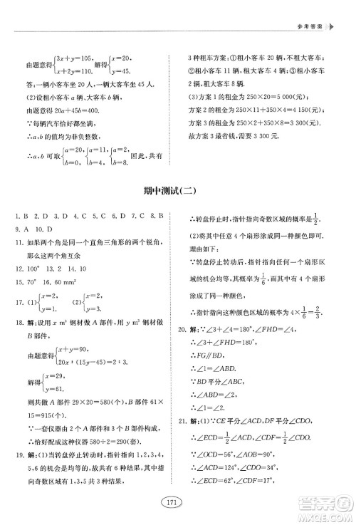 山东科学技术出版社2025年春初中同步练习册七年级数学下册鲁教版五四制答案 山东科学技术出版社2025年春初中同步练习册七年级数学下册鲁教版五四制答案