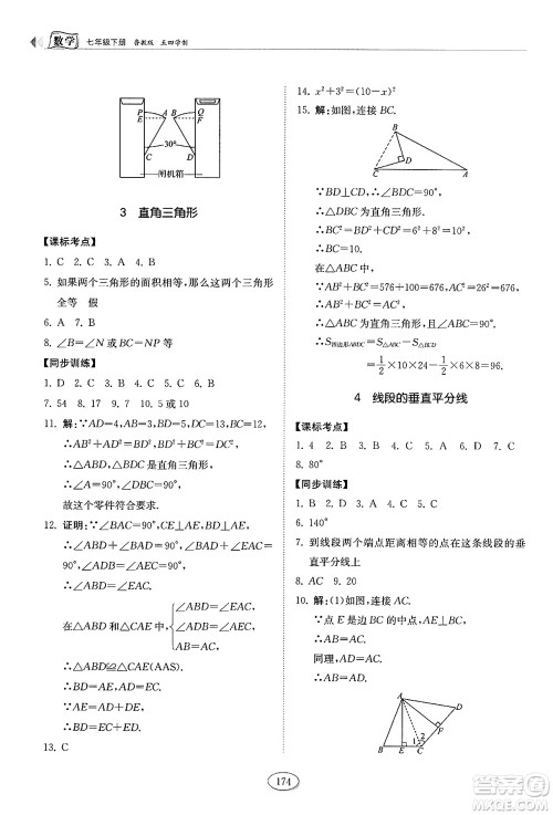 山东科学技术出版社2025年春初中同步练习册七年级数学下册鲁教版五四制答案 山东科学技术出版社2025年春初中同步练习册七年级数学下册鲁教版五四制答案