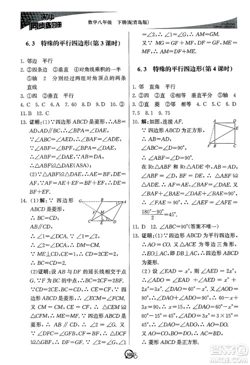 北京教育出版社2025年春初中同步练习册八年级数学下册青岛版答案 北京教育出版社2025年春初中同步练习册八年级数学下册青岛版答案