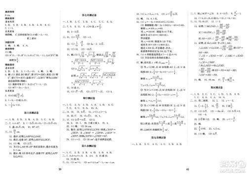 山东教育出版社2025年春初中同步练习册八年级数学下册鲁教版五四制答案 山东教育出版社2025年春初中同步练习册八年级数学下册鲁教版五四制答案
