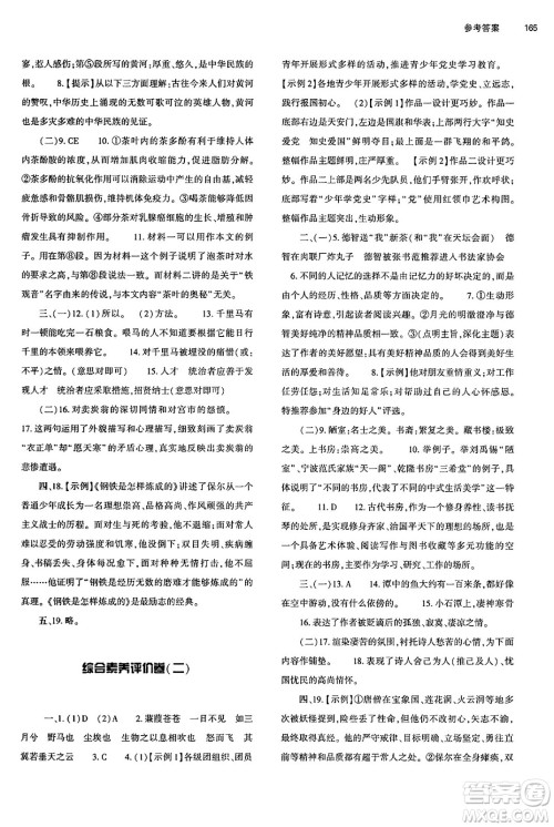 大象出版社2025年春初中同步练习册八年级语文下册人教版山东专版答案