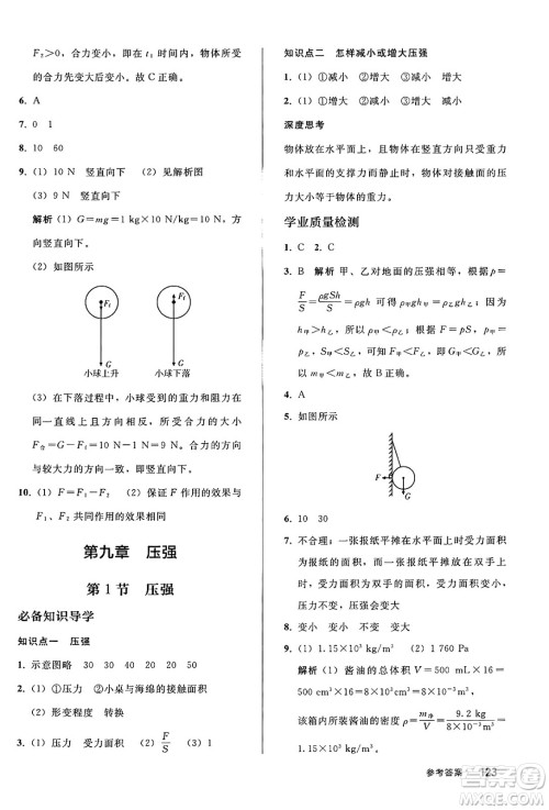人民教育出版社2025年春初中同步练习册八年级物理下册人教版答案 人民教育出版社2025年春初中同步练习册八年级物理下册人教版答案