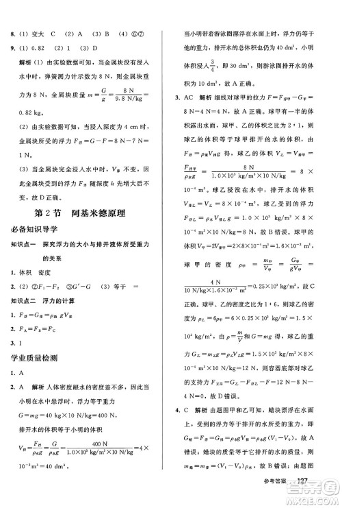 人民教育出版社2025年春初中同步练习册八年级物理下册人教版答案 人民教育出版社2025年春初中同步练习册八年级物理下册人教版答案