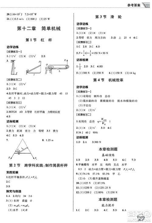 青岛出版社2025年春初中同步练习册八年级物理下册人教版答案 青岛出版社2025年春初中同步练习册八年级物理下册人教版答案